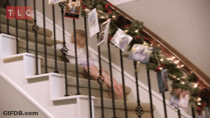Slide Down Stairs Kids Falling GIF