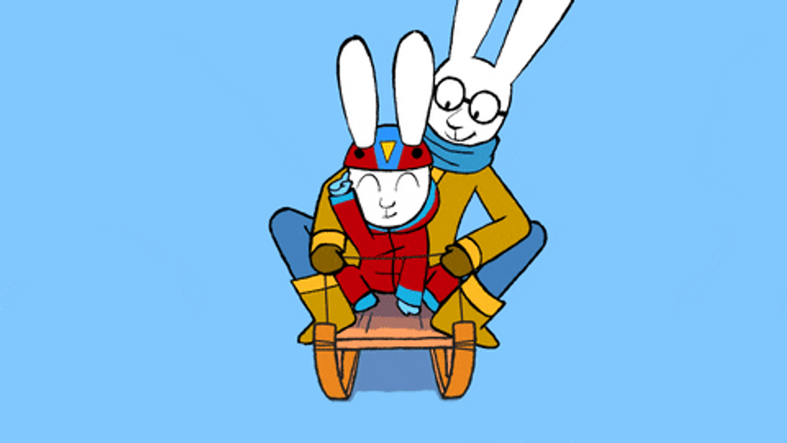 Sliding Rabbits Cute Happy New Year GIF