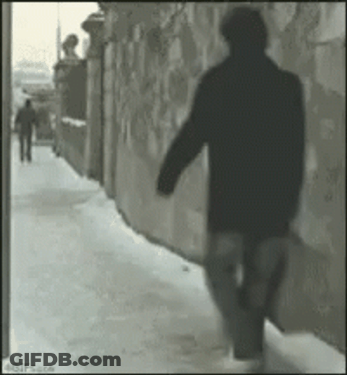 Slip Man Walking On The Passage GIF