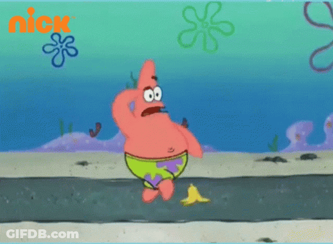 Slip Spongebob On Banana Peel GIF