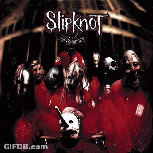 Slipknot Written In Red And White On Black GIF