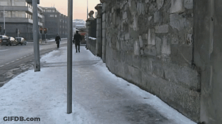 Slipping On Icey Sidewalk GIF