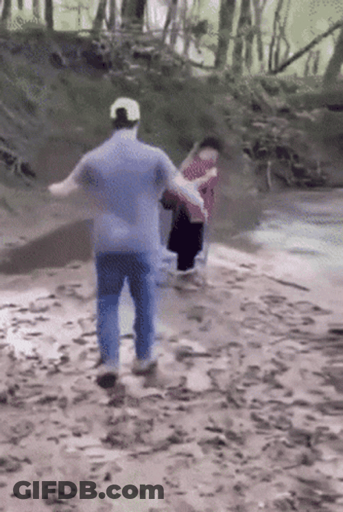 Slipping On River Side GIF