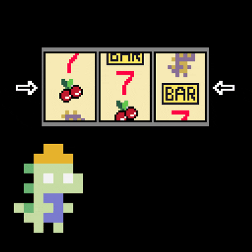 Slot Machine Dinosaur Win Pixel Art GIF