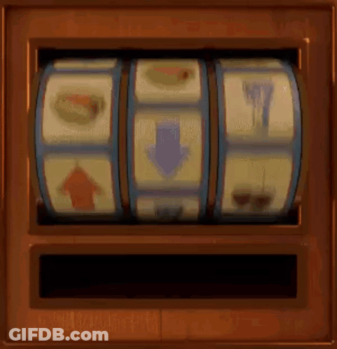 Slot Machine Spinning In Wooden Box GIF
