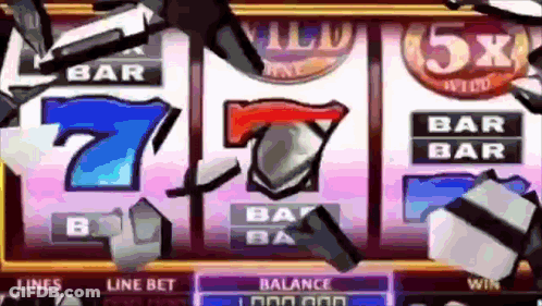 Slot Machine With 7 And 5X Bar GIF