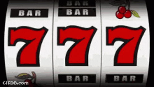 Slot Machine With 777 And Cherry GIF