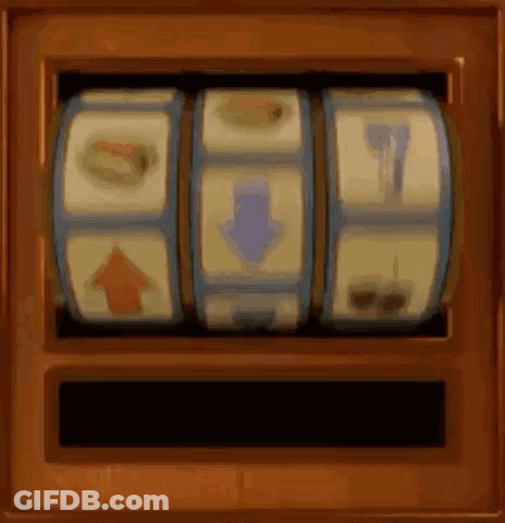 Slot Machine With Blue Arrow Down And Red Arrow Up GIF
