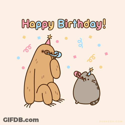 Sloth And Cat Saying Happy Birthday GIF