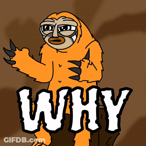 Sloth Cartoon Saying Why GIF