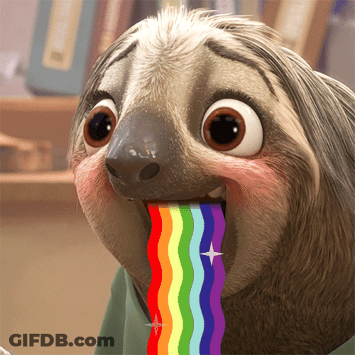 Sloth Mouth Flowing Rainbow GIF