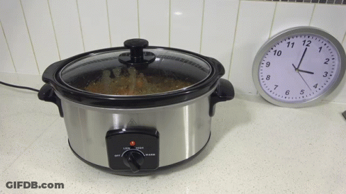 Slow Cooker Next To Clock GIF