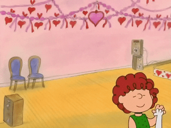 Slow Dancing Snoopy And Red Hair Girl GIF