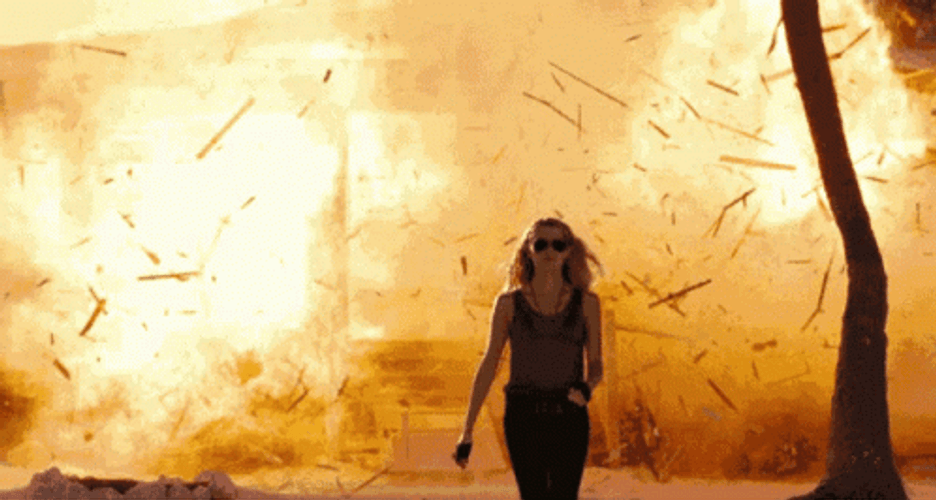 Slow-Mo Walking Away From Explosion GIF