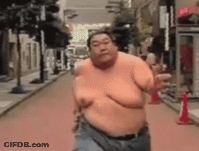 Slow Motion Big Guy Funny Running GIF