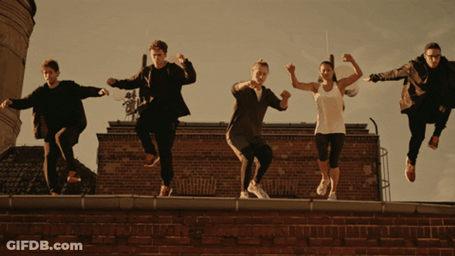 Slow Motion Building Jump GIF