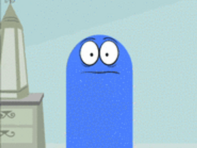Slow Motion Jaw Drop Blue Cartoon GIF
