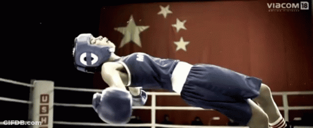 Slow Motion Knockout Female Boxer GIF