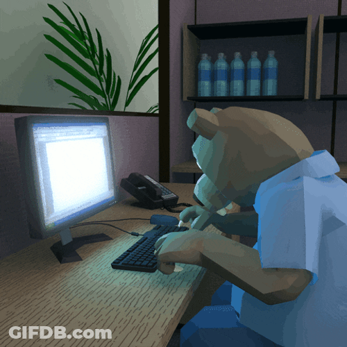 Slow Typing Brown Bear Work From Home GIF