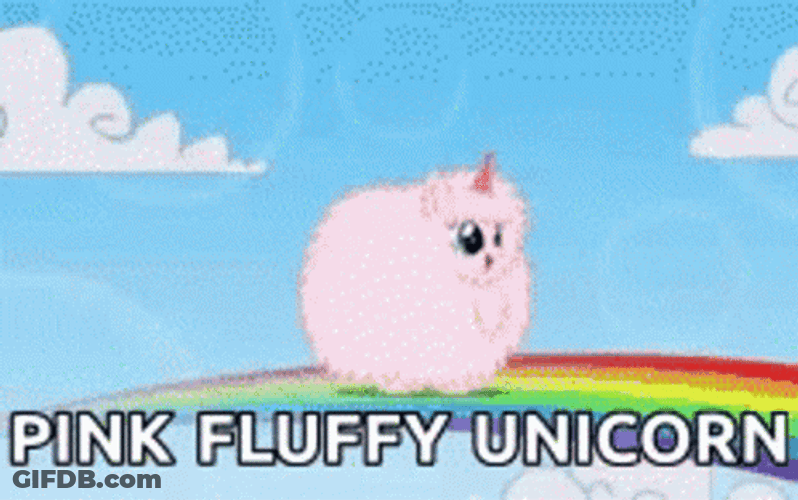 Slow Walking Pink Fluffy Unicorns Dancing On Rainbows GIF