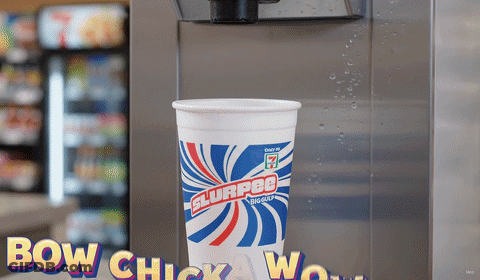 Slurpee Cup Pouring Into Vending Machine GIF