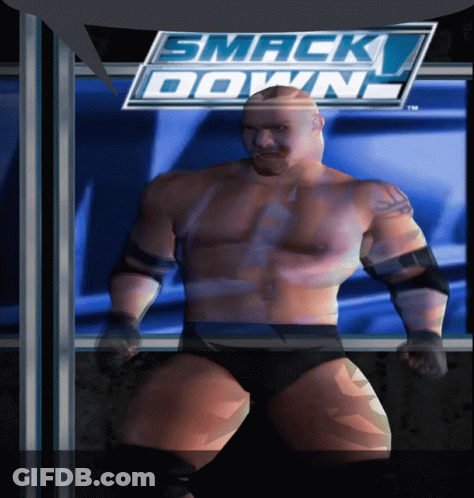 Smack Down Poster With Bald Wrestler GIF