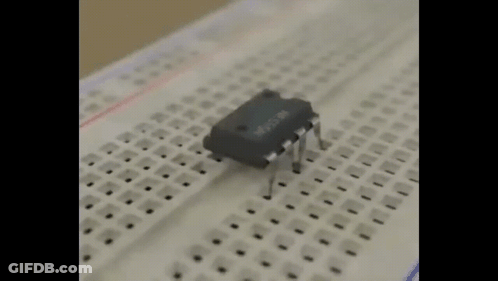Small Black Chip On Breadboard GIF