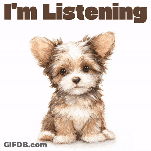 Small Brown And White Dog Saying I'm Listening GIF