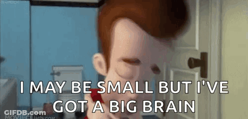 Small Cartoon Character Says He's Got A Big Brain GIF