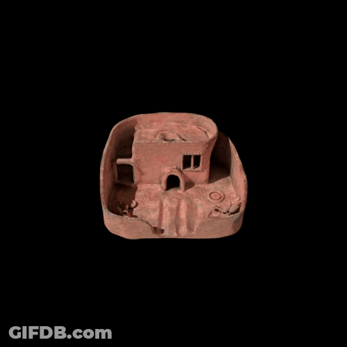 Small Clay House Exploding GIF