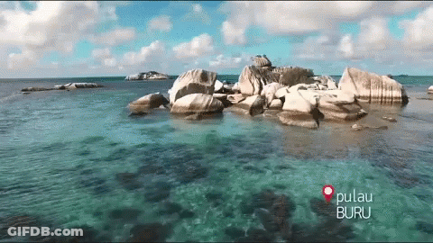 Small Island In Ocean With Pulau Buru GIF