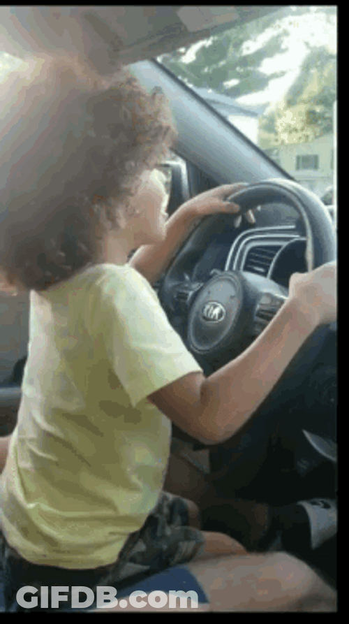 Small Kid Is Driving GIF