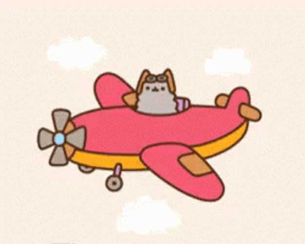 Small Plane Cute Cat Pusheen GIF