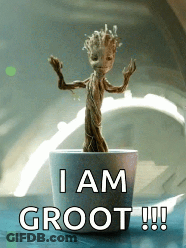 Small Plant In Pot Saying I Am Groot GIF