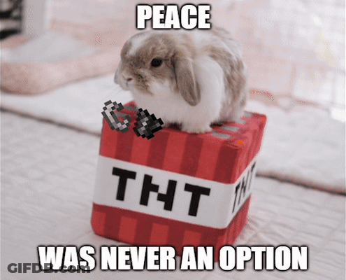 Small Rabbit Sitting On TNT Box GIF