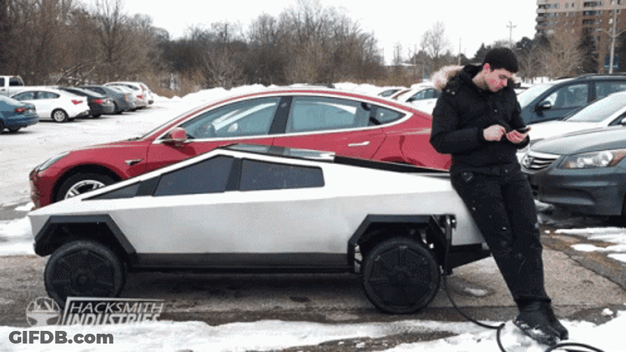 Small Tesla Cybertruck Charging GIF