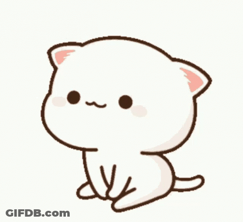Small White Cat With Pink Ear Sitting GIF
