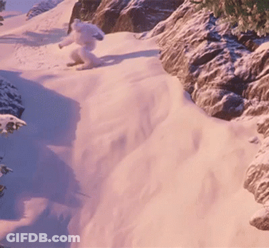 Smallfoot Migo Sliding In Snow GIF