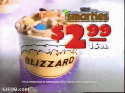 Smarties Blizzard $2.99 GIF