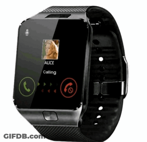 Smartwatch Displaying Alice Calling GIF