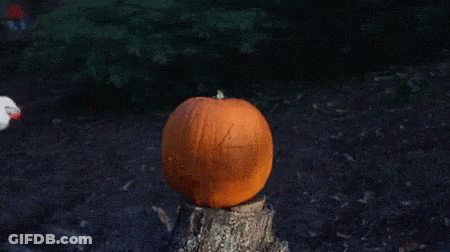 Smashed Pumpkin With Carved Face GIF