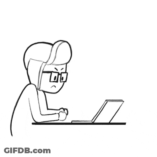 Smashing Computer Angry Cartoon Lady GIF