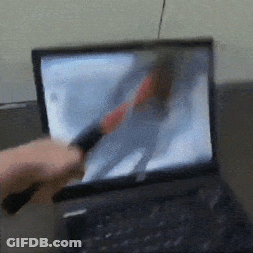 Smashing Computer Destroying Laptop Time Lapse GIF