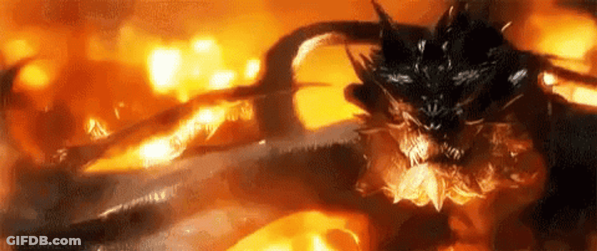 Smaug Drowning In Fire GIF