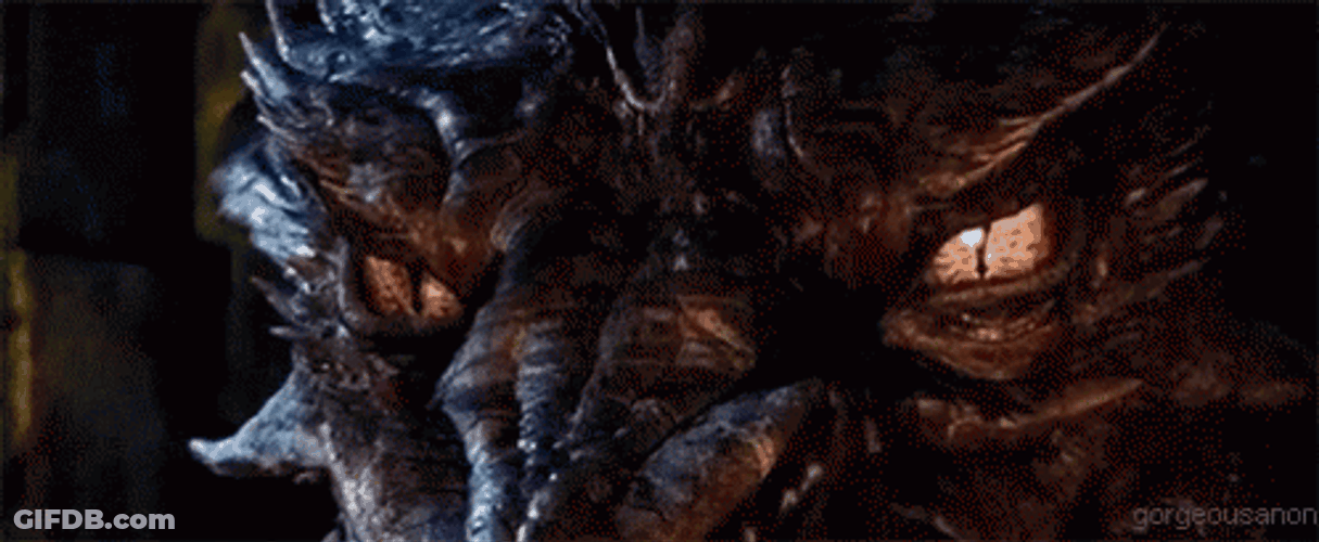 Smaug Fiercely Looking Above GIF