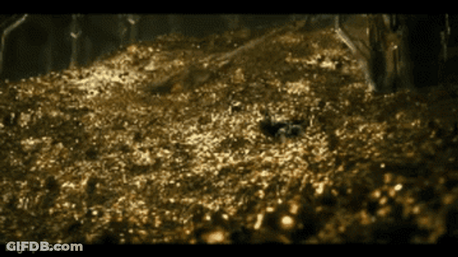 Smaug Guarding Hoarded Gold GIF