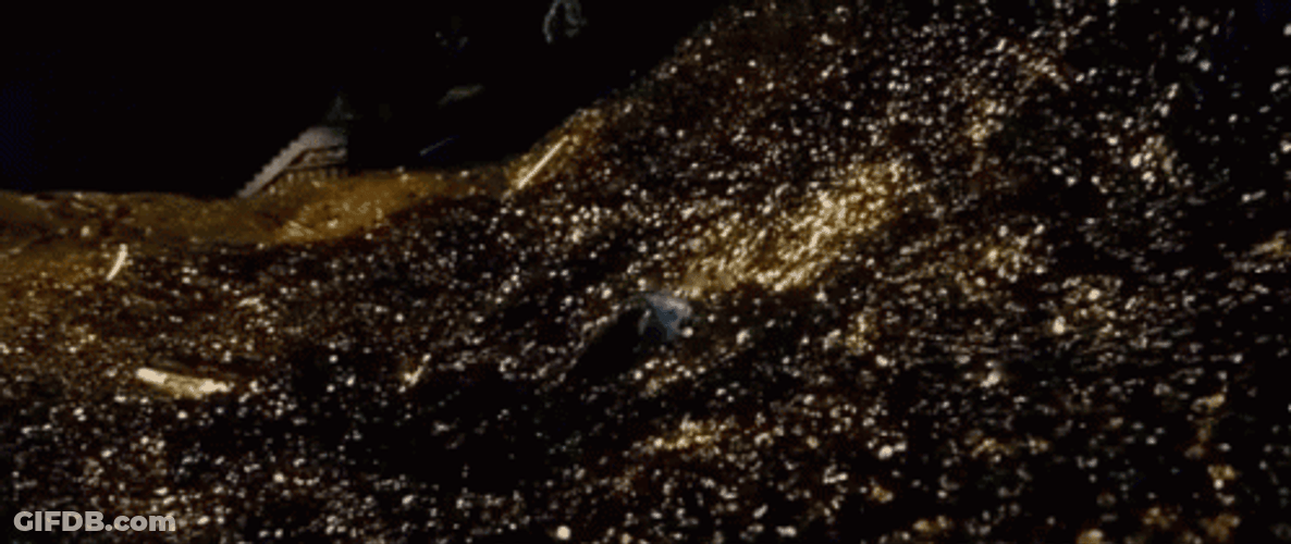 Smaug Hiding Beneath Hoarded Gold GIF