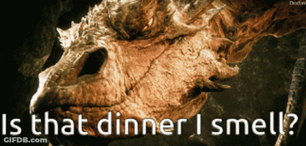 Smaug Smelling Dinner Coming GIF