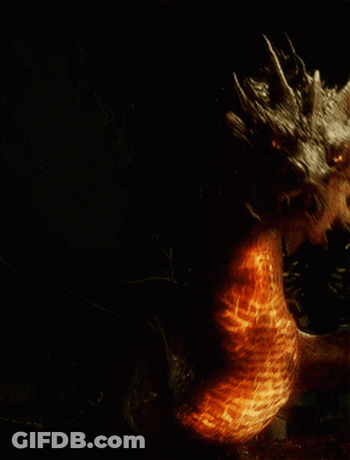 Smaug Spewing Fire From Throat GIF