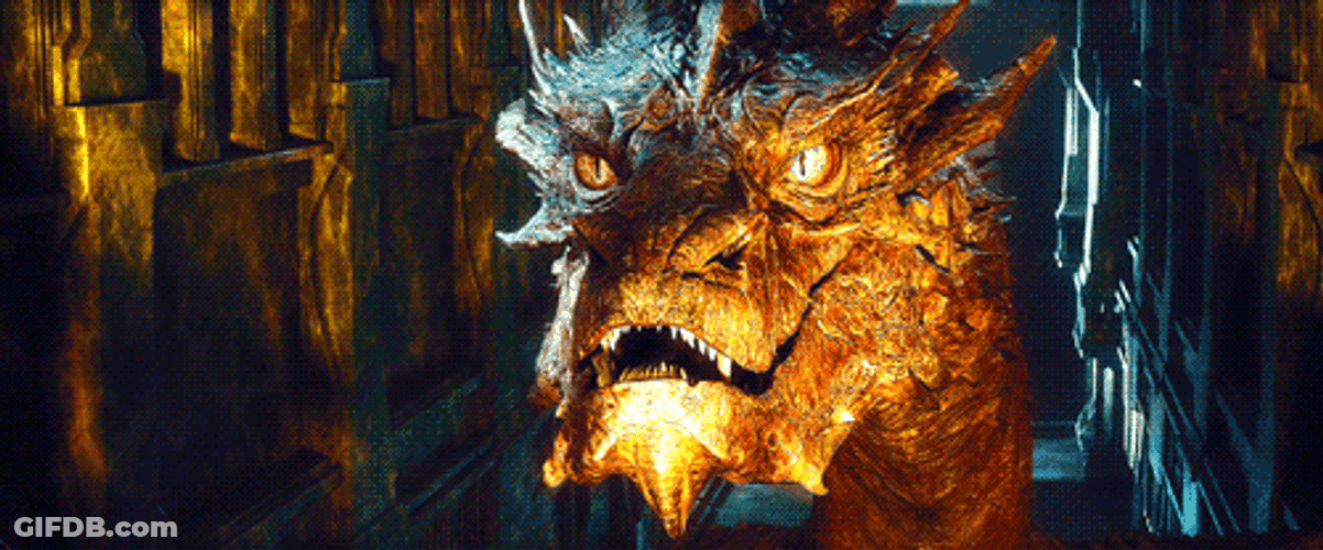 Smaug Stunned Staring At Something GIF